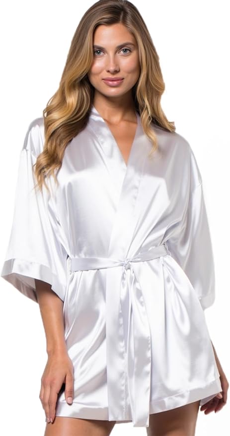 Turquaz Women's Bride Bridesmaids Silky Robe Satin Kimono Robes for Women Lingerie