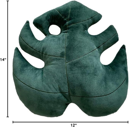 Green Philosophy Co. Monstera Deliciosa Leaf Pillow - Deep Forest