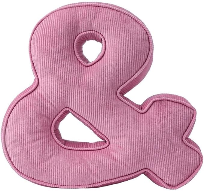 Purple Pink Letter Plush Pillow, Letter Hugging Throw Pillows, Decorative Corduroy Initial Letter Shaped Throw Pillows, Letter Pillows English Alphabet A to Z for Sofa Bedroom Living Room (Symbol)