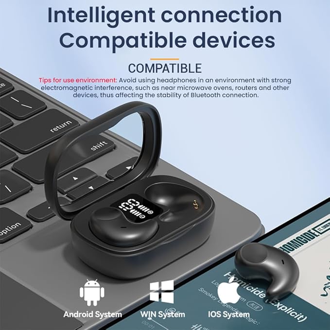 Sleep Earbuds Bluetooth in Ear Light-Weight Headphones, Mini Invisible Earplugs Small Design for Side Sleepers, 58H Playtime with Charging Case, Clear Calls& Noise Block-Black