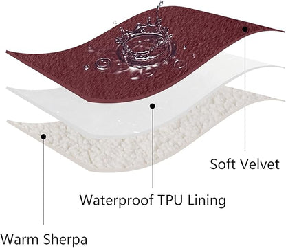 Waterproof Dog Blankets for Large Dogs, Washable Pet Blanket for Indoor Cats, Plush Sherpa Puppy Throw Furniture Protector for Bed Couch Sofa(40"x50",L,Burgundy Red)