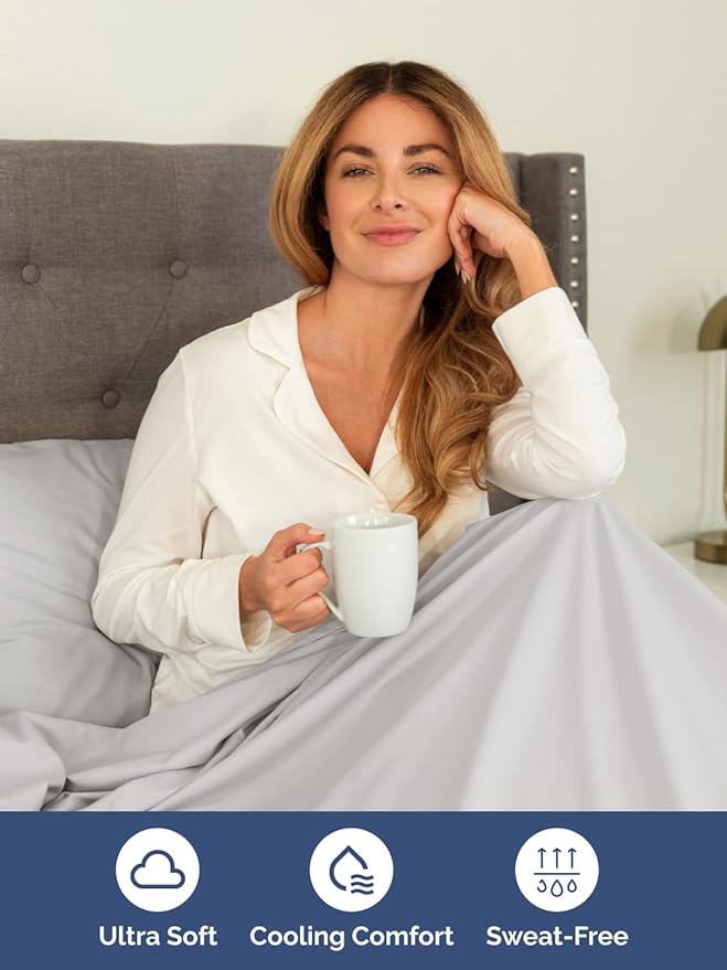 Extra Deep Cal King Sheet Set - 6 Piece Breathable and Cooling Sheets - Hotel Luxury Bedding for Women, Men, Kids & Teens - Easy Secure Fit - Soft and Wrinkle Free - Extra Deep Pockets - French Grey