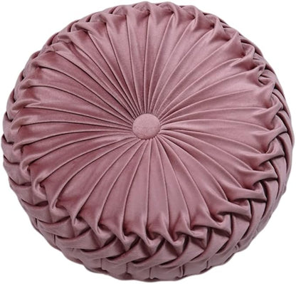 Baiyuruodie Round Velvet Pillow, Sofa Bed Bedroom Decorative Throw Pillow (38cm, Dark Pink)