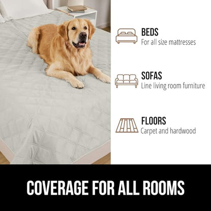 GORILLA GRIP Waterproof Bed Cover for Dogs, 82x82, Gripped Slip Resistant Backing, Leak Proof Washable Dog Blanket Covers Sofa, Couch, Sectional, Crate, Car, RV Seats, Pet Puppy Essentials Light Taupe