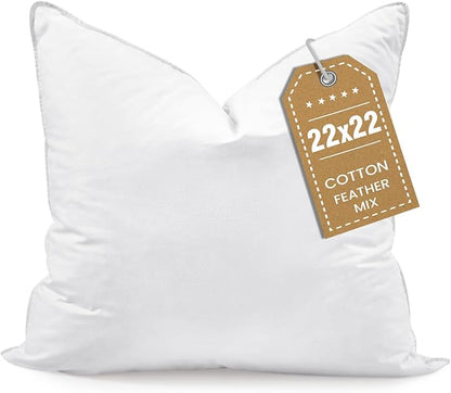 BHZ 22x22 Throw Pillow Insert, Down Feather Pillow Inserts, Decorative Soft Square White 22 x 22 Inch Pillows Insert for Couch Bed Dorm Sofa with Cover