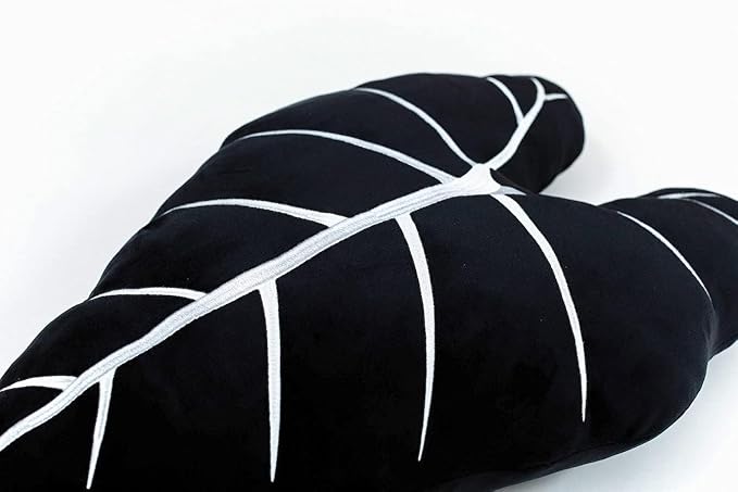 Green Philosophy Co. Frydek Alocasia Leaf Throw Pillow - Obsidian