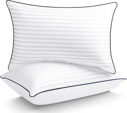 Bed Pillows for Sleeping, Full Standard Size Set of 2 Luxury Hotel Pillows with Premium Soft Down Alternative Filling for Back, Stomach and Side Sleepers