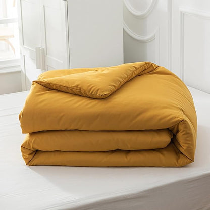 Cottonight Mustard Yellow Comforter Sets King Solid Dark Yellow Bedding Comforter Set Deep Yellow Cozy Blanket Quilts Women Men Durable Modern Style Mustsard Bedding Set for Adults Teens
