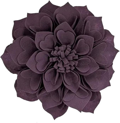 Fennco Styles Handmade 3D Heart-Shaped Petals Flower Decorative Filled Throw Pillow 13" Round - Violet Floral Pillow for Couch, Home Décor and Holiday, Housewarming Gift