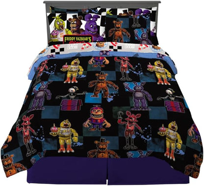 Five Nights at Freddy's Kids Bedding Super Soft & Cozy Comforter and Sheet Set with Sham, 7 Piece Queen Size, (Officially Licensed Product) by Franco