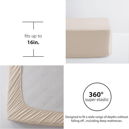 Anluoer Queen Boho Comforter Set 7 Piece with Tassel Lightweight Soft Fringe Bedding Sets with 1 Comforter, 2 PillowShams, 2 Pillowcases, 1 Flat Sheet, 1 Fitted Sheet in Beige