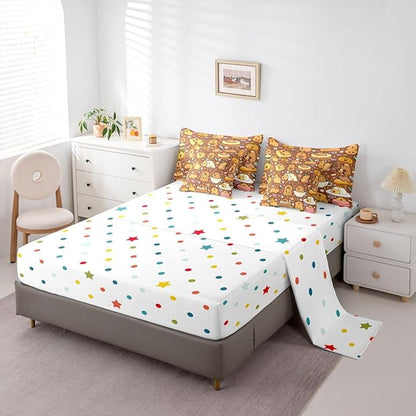 Erosebridal Capybara 7 Pieces Bedding Set Full Size,Cute Capybaras Bed in a Bag,Funny Rodent Animals Bed Set Includes Comforter,Sheet Set,Pillowcases & Pillow Covers,Stars Love Hearts Bedroom Decor