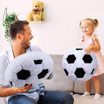 Plush Soccer Pillow, Round Ball Throw Pillow, Football Shaped Decorative Throw Pillow for Kids Room, Sofa, Bed-Soft & Fluffy Valentines Day Gifts 15.7 Inch (40 cm)