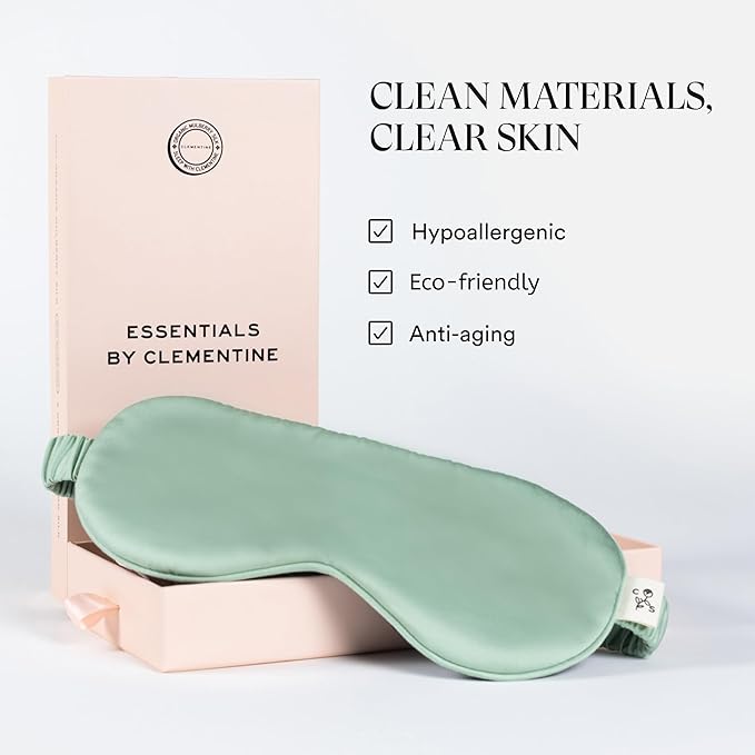 Clementine Mulberry Silk Sleep Mask | Full Blackout Contoured Eye Mask for Sleeping | Organic & Non-Toxic | Oversized Night Blindfold | Hypoallergenic & Frizz-Free Eye Cover for Deep Sleep