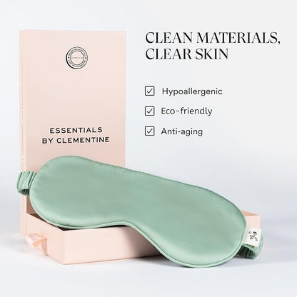 Clementine Mulberry Silk Sleep Mask | Full Blackout Contoured Eye Mask for Sleeping | Organic & Non-Toxic | Oversized Night Blindfold | Hypoallergenic & Frizz-Free Eye Cover for Deep Sleep