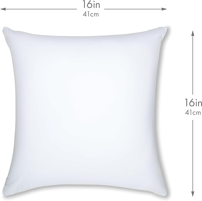 PILLOWY 16" x 16" Throw Pillow - White: 1 PCS Luxurious Premium Microbead Pillow with 85/15 Nylon/Spandex Fabric. Forever Fluffy, Outstanding Beauty & Support. Silky, Soft & Beyond Comfortable