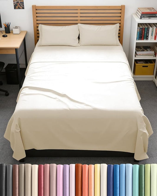 Full XL Size 4 Piece Sheet Set - Comfy Breathable & Cooling Bed Sheets Set - Hotel Luxury Bedding for Women, Men, Kids, Teens, Boys & Girls - Deep Pockets, Soft, Wrinkle Free - Oeko-Tex - Off White