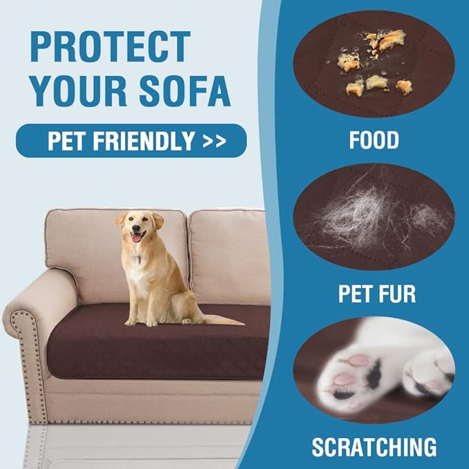 H.VERSAILTEX Couch Cover for Dogs Washable 100% Waterproof Sofa Cushion Cover Dog Bed Cover Non-Slip Pet Blanket for Sofa Cushion Protector, 35" x 62", Brown