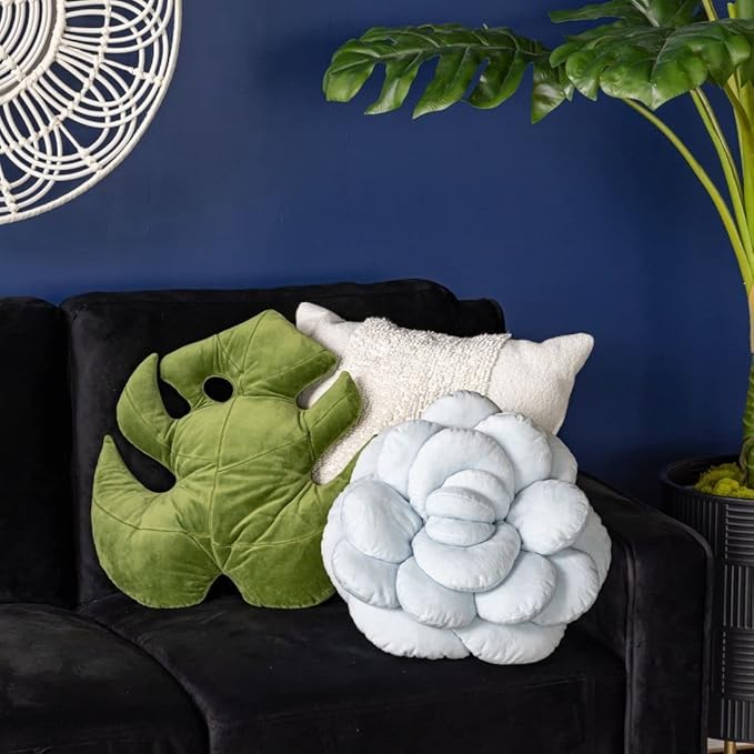 Green Philosophy Co. Monstera Leaf Pillow - Mossy Earth - Large Soft Plant-Shaped Plush Cushion for Couch, Bed, or Reading Nook - Cute & Unique Nature-Inspired Decor Super Soft & Cuddly Throw Pillow