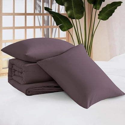 WRENSONGE King Size Comforter Set - 3 Pieces Deep Purple Comforter Prewashed Soft Lightweight for All Seasons,Fluffy Down Alternative Comforter King Size with 2 Pillow Shams