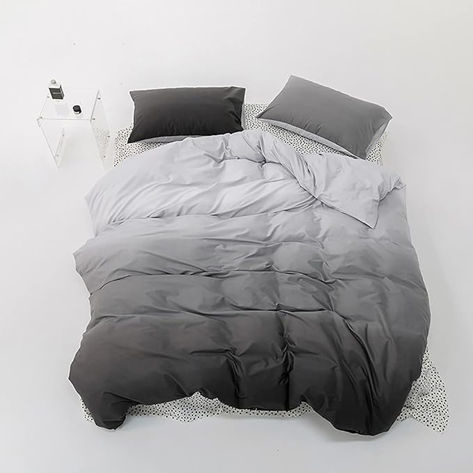 Luxlovery Grey Gradient Comforter Set Queen Grey and White Bedding Set Full Men Women Minimalist Bedding Set Light Gray Soft Breathable Blanket Quilts Gradient Comforter Set