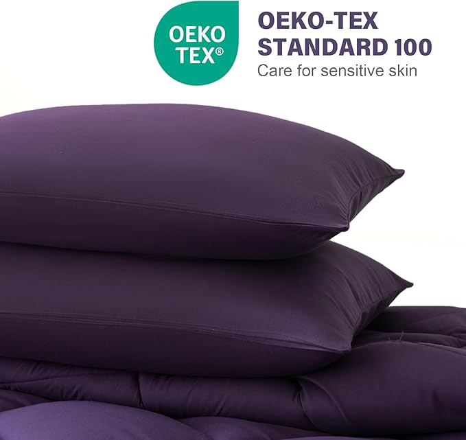 Decroom Lightweight Twin Comforter Set with 1 Pillow Sham - 2 Pieces Set - Quilted Down Alternative Comforter/Duvet Insert for All Season - Purple - Twin/Twin XL Size
