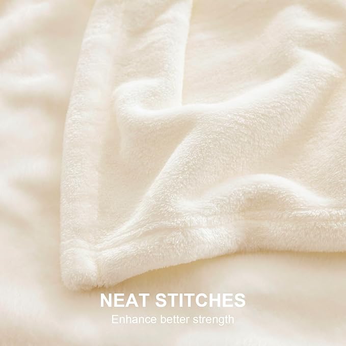 Hansleep Fleece Beige Full Blanket, Super Soft Flannel Fuzzy Plush Cozy Blanket for All Seasons, Beige, Full 84x90 Inches