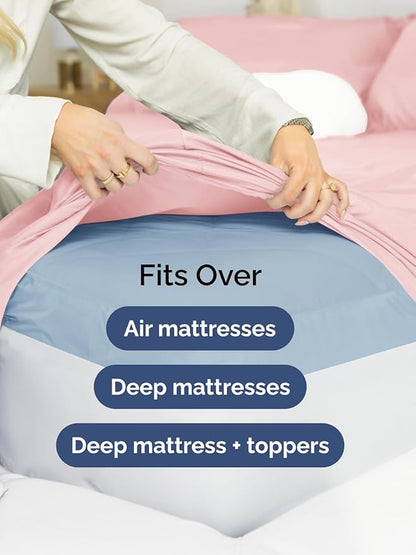 Extra Deep Twin XL Sheet Set - 4 Piece Breathable and Cooling Sheets - Hotel Luxury Bedding for Women, Men, Kids & Teens - Easy & Secure Fit - Soft and Wrinkle Free - Extra Deep Pockets - Baby Pink