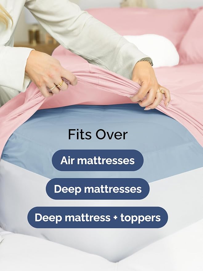 Extra Deep Queen Sheet Set - 6 Piece Breathable and Cooling Sheets - Hotel Luxury Bedding for Women, Men, Kids & Teens - Easy & Secure Fit - Soft, Wrinkle Free & Comfy - Extra Deep Pockets - Baby Pink