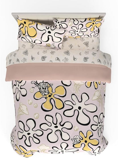 Collectibles Spongebob Squarepants Jellyfish Recycled Bedding 7 Piece Super Soft Reversible Comforter and Sheet Set, Queen, (100% Official Licensed Product) by Franco