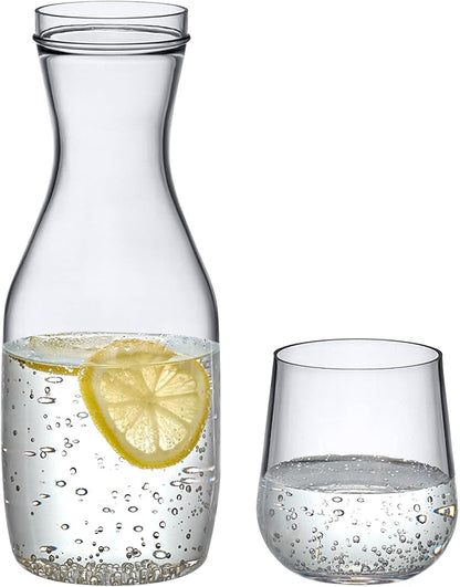 Amazing Abby - Aurora - Acrylic Bedside Carafe Set, Plastic Water Carafe with Dual-Use Tumbler/Lid, Easy-Access for the Night, Shatter-Proof, BPA-Free, Great for Bedroom, Bathroom, Kitchen, and More