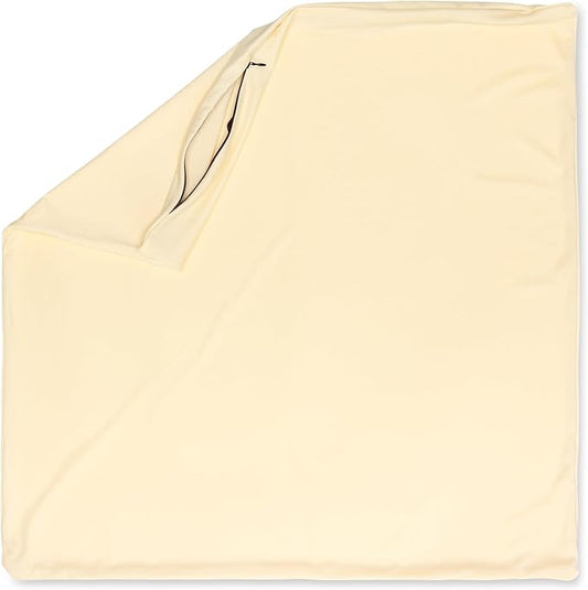 PILLOWY 16x16 Throw Pillowcase (Cover Only) -85/15 Nylon, Spandex -Luxurious, Silky, Stretchy & Soft - 1Pcs Solid Color -A Perfect Choice for Couch Chairs Sofa Bed Adult/Kids Bedroom, Off White-Creme