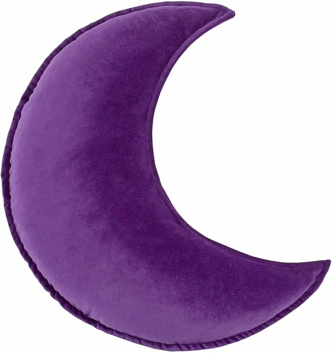 Moon Shaped Throw Pillow Star Couch Cushion Decorative Pillows Fluffy Velvet Stars Home Decor Plush for Bedroom (Moon, Purple)