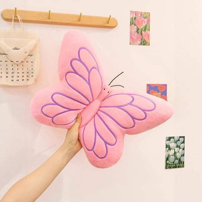 Butterfly Pillow Cute Butterfly Decorative Throw Pillows Cushion 16 x 12 inch for Women Room Home Garden Sofa Couch Pink