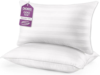 DIORIS Pillows King Size Set of 2 - Luxury Hotel Collection Bed Pillows for Sleeping, Supportive Fluffy Down Alternative Microfiber Filled for Back, Stomach Sleepers, Breathable & Skin-Friendly