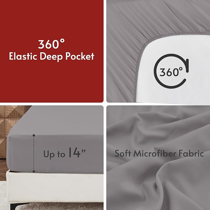 MUXHOMO 7 Pieces Oversized Queen Comforter Set, Reversible Bed in a Bag Oversized Queen Size, All Season Bedding Set with Comforter, Flat Sheet, Fitted Sheet, Pillowcases & Shams, Black & Soot