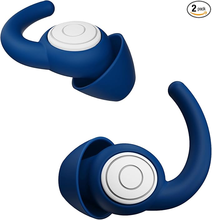 Ear Plugs for Sleeping, Noise Reduction Reusable Earplugs for Sleep, Hearing Protection Soft Comfy Silicone Ear Plugs for Concerts, Focus, Travel, Work, 33dB Noise Cancelling (navyblue)