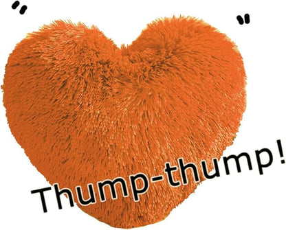 MorroMorn Fluffy Heart Throw Pillows, Shaggy Decorative Pillow for Sofa Couch Bed, Cute Room Decor Decorations for Women Girls Kids (Orange)