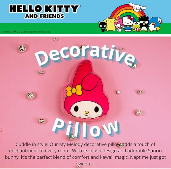 Hello Kitty & Friends My Melody Bedding Super Soft Plush Decorative Pillow, One Size, (100% Officially Licensed Product) by Franco