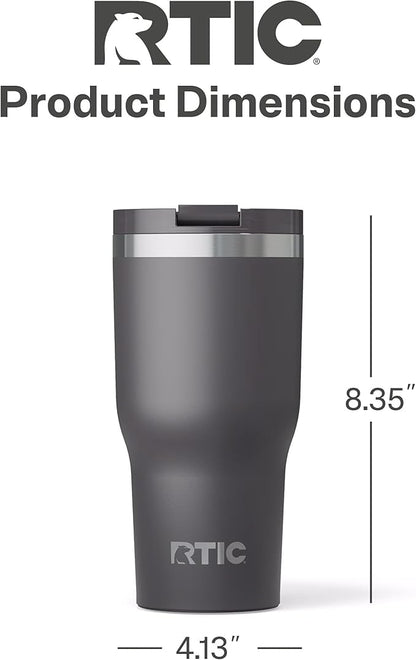 RTIC 30oz Essential Tumbler with Lid, Ceramic Lined, Insulated, Stainless Steel, Metal, Double Wall Vacuum-Insulation, Travel Cup for Iced Coffee, Tea, Hot and Cold Drink, Graphite