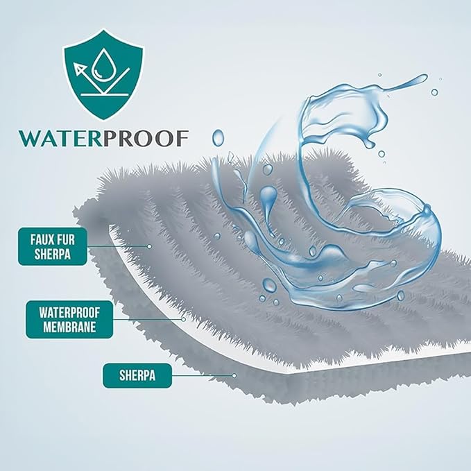 PetAmi Waterproof Dog Blanket for Large Dog, Calming Pet Blanket Bed Couch Cover Protector, Washable Sherpa Faux Fur Throw for Sofa Furniture Protection, Soft Fluffy 60x80 Light Blue