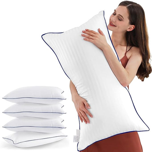 Bed Pillows Standard Size Set of 4, Luxury Hotel Pillows with Soft Fluffy Down Alternative Filling Sleeping Pillows for Back, Stomach and Side Sleepers