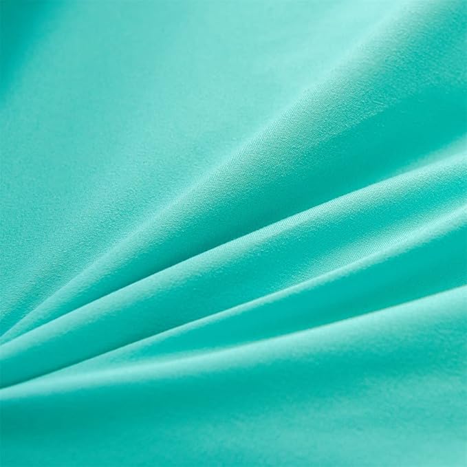 Holawakaka Aqua Waterfall Ruffle Comforter Set Full Size Multi-Layers Ruffled Shabby Chic 3PCS Bedding Set for Girls Women, Kids Teens Ruched Dorm Bed Set