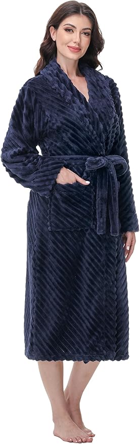 Yurhap Premium Robes for Women - Super Soft Cozy Fleece Womens Robe Plush Long Bathrobe