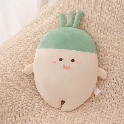 White Radish Throw Pillows Decorative Cute Soft Vegetable Hugging Pillow Stuffed Food Soft Plush Cushion Décor for Birthdays Gifts Home Decor (White)