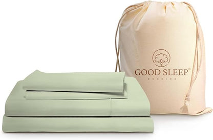 Good Sleep Bedding 600 TC Luxurious Sage RV Sheets - 72 x 75, 100% Egyptian Cotton, 4 Piece Set, Ultra Soft Camping Sheets with 16" Deep Pockets