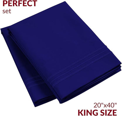 Mellanni Pillow Cases - Luxury, Extra Soft, Cooling Pillow Covers - 2 PC Iconic Collection Pillowcases - Envelope Closure (King 20"x40", Royal Blue)