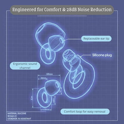 Reusable Noise Reduction Ear Plugs, 28dB SNR, Includes Storage Case, 1 Pair (Color, One Size) (Green, One Size)