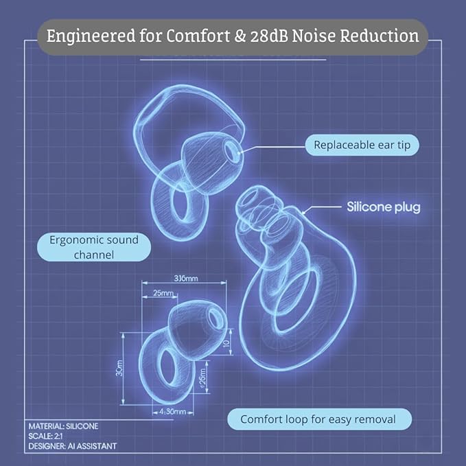 Reusable Noise Reduction Ear Plugs, 28dB SNR, Includes Storage Case, 1 Pair (Color, One Size) (Orange, One Size)