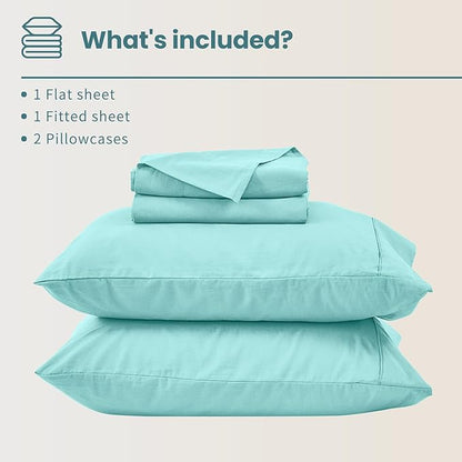 Bedlifes 100% French Linen Sheets California King Size 18-24" Extra Deep Pocket 4-Piece Set Breathable & Moisture-Wicking,Soft & Durable Sheets for Thick Mattresses(Teal)